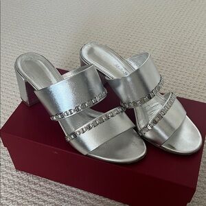 Salvatore Ferragamo Silver Block Heeled Sandals